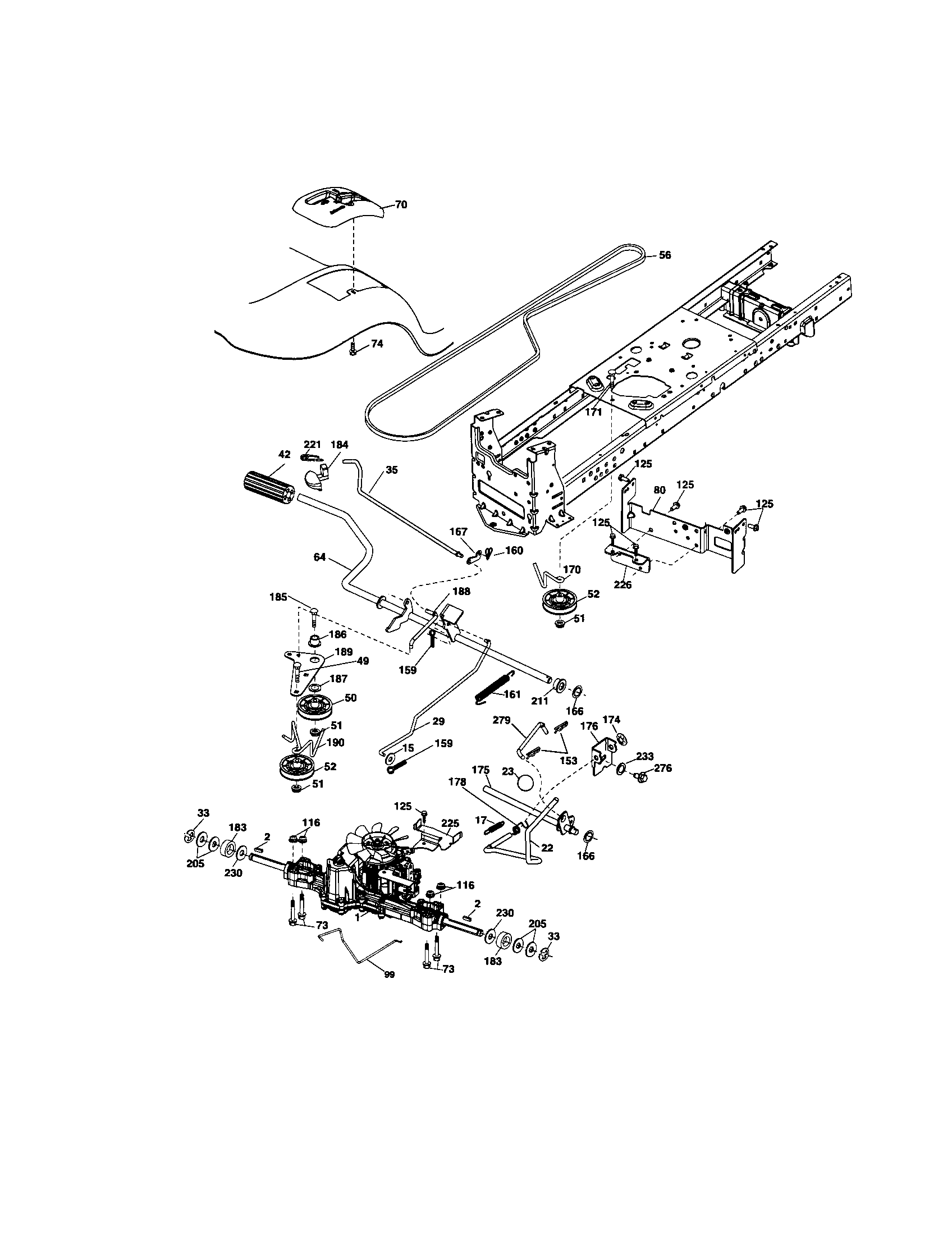 Ground Drive Diagram and Parts List for 917286380  Craftsman Lawn Tractor