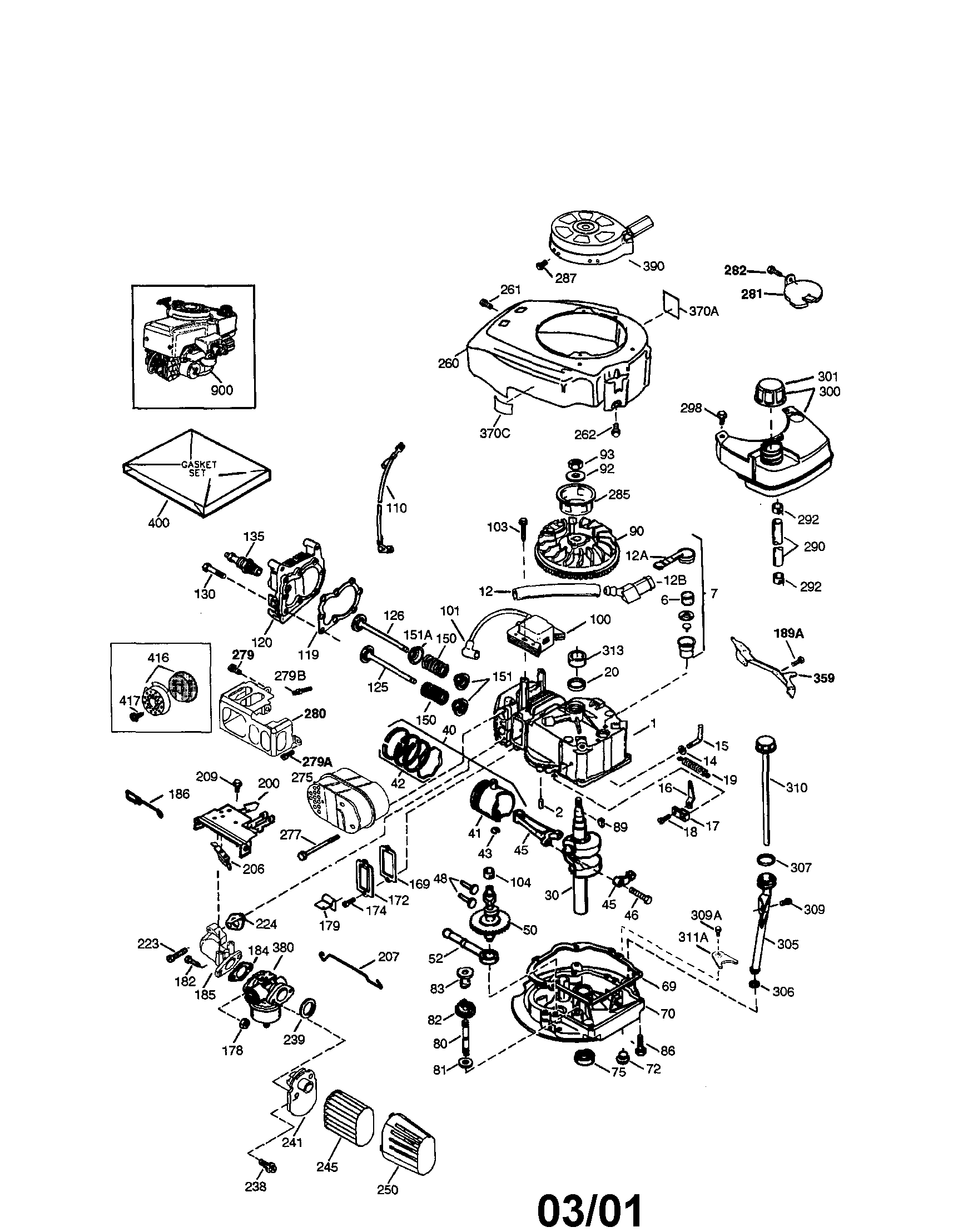 Engine Diagram and Parts List for 143015504  Craftsman Engine