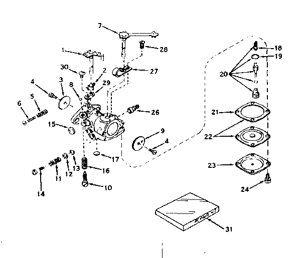 Carburetor Diagram and Parts List for 200503111  Craftsman Engine