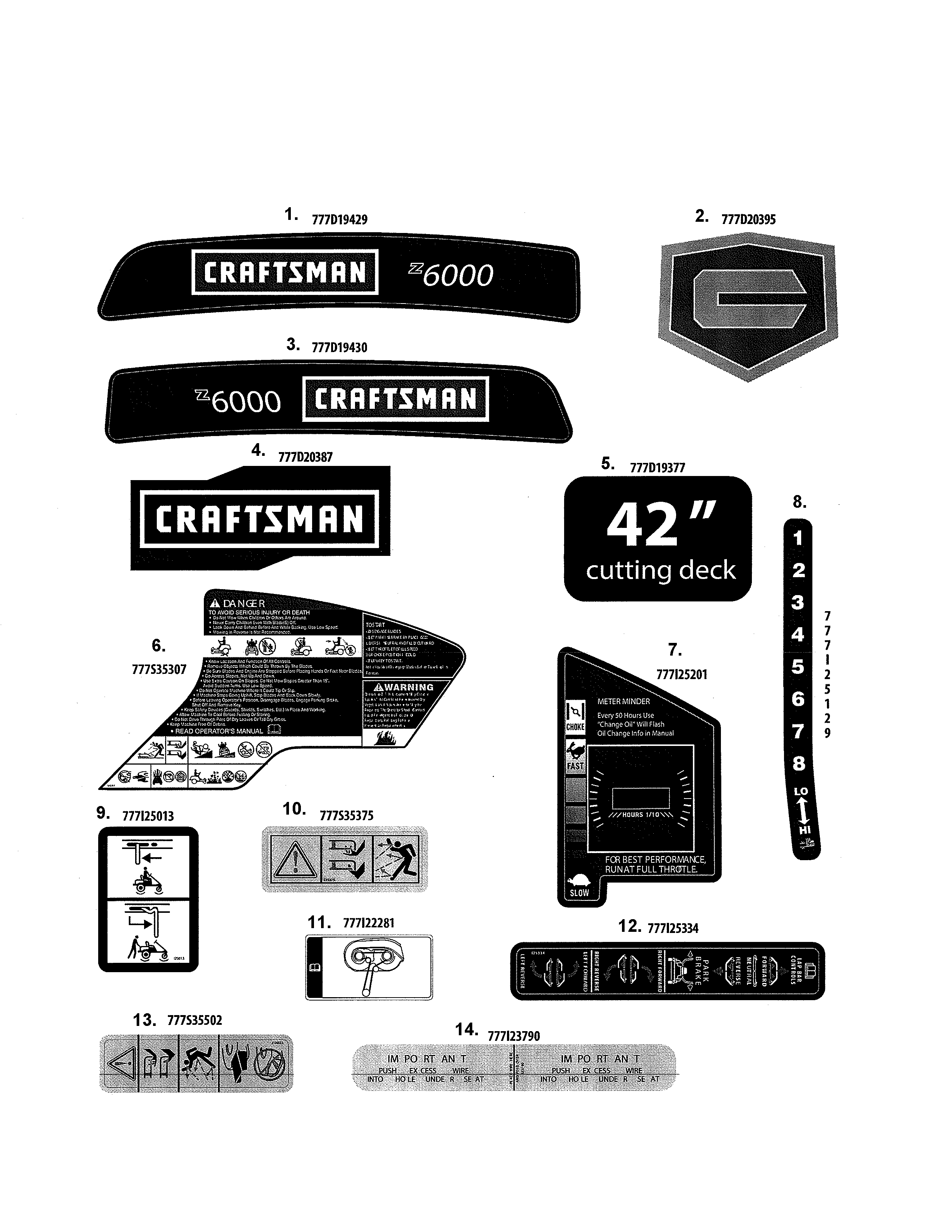 Decals Diagram and Parts List for 247204111  Craftsman Engine