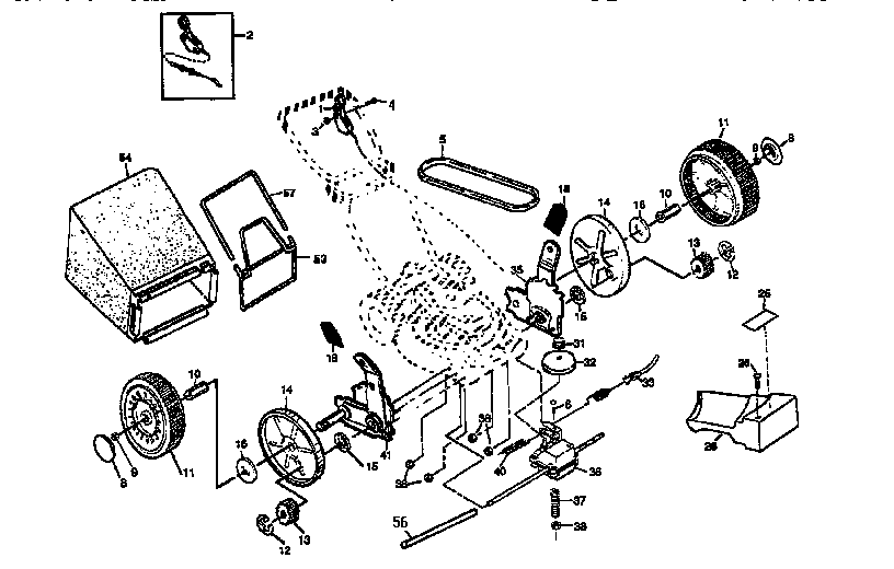 Drive Assembly Diagram and Parts List for 917376260  Craftsman Lawn Mower