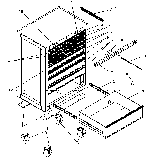 Cabinet Parts Diagram and Parts List for 706653624  Craftsman Tool Stand & Cart