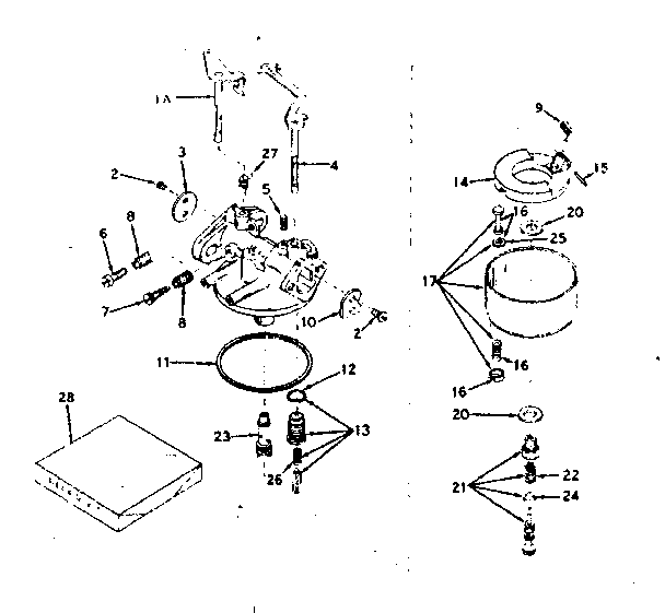 Carburetor Diagram and Parts List for 143588012  Craftsman Engine
