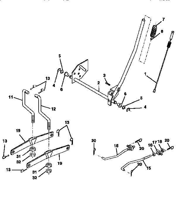 Lift Diagram and Parts List for 917258101  Craftsman Lawn Tractor