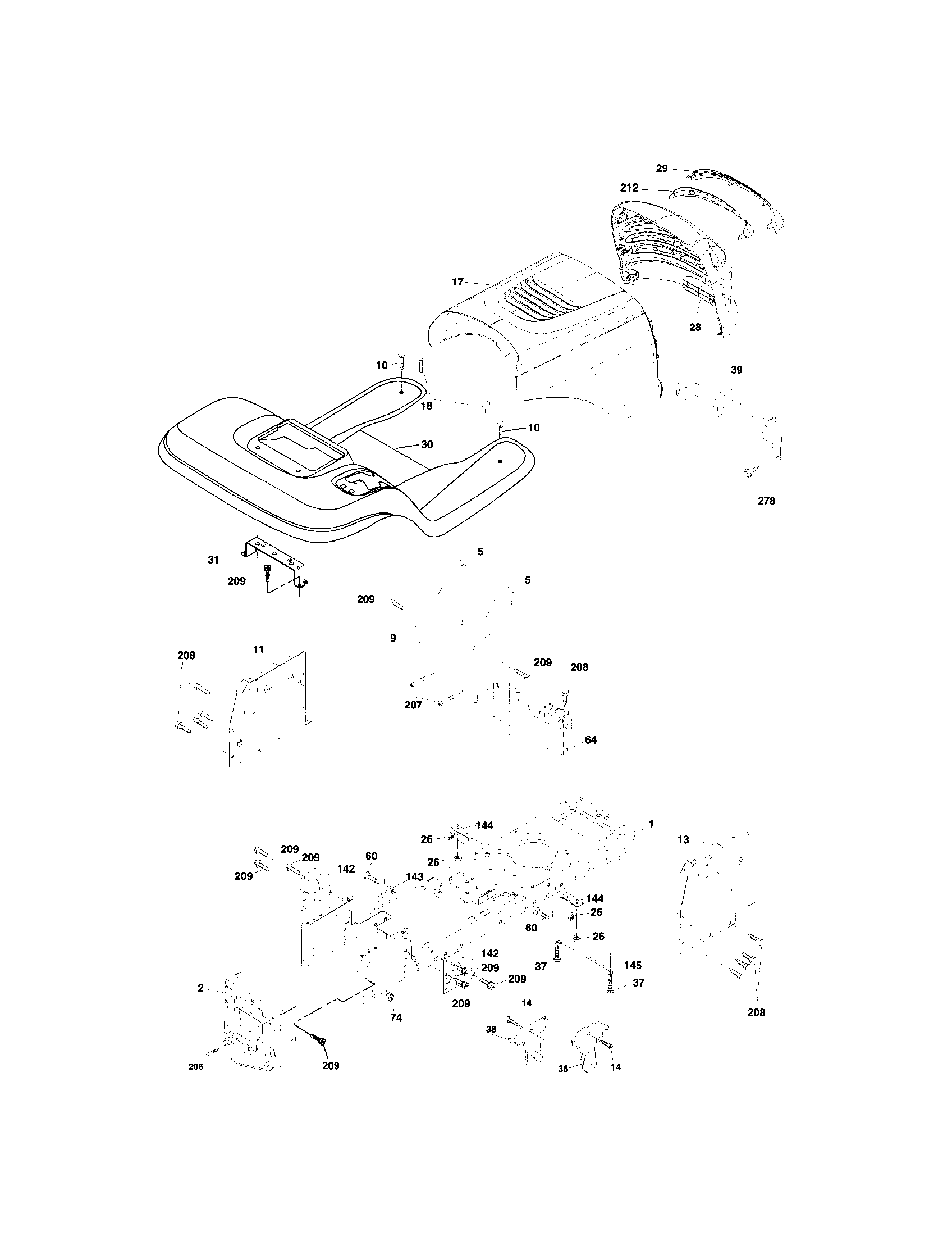 Chassis And Enclosures Diagram and Parts List for 917273394  Craftsman Lawn Tractor