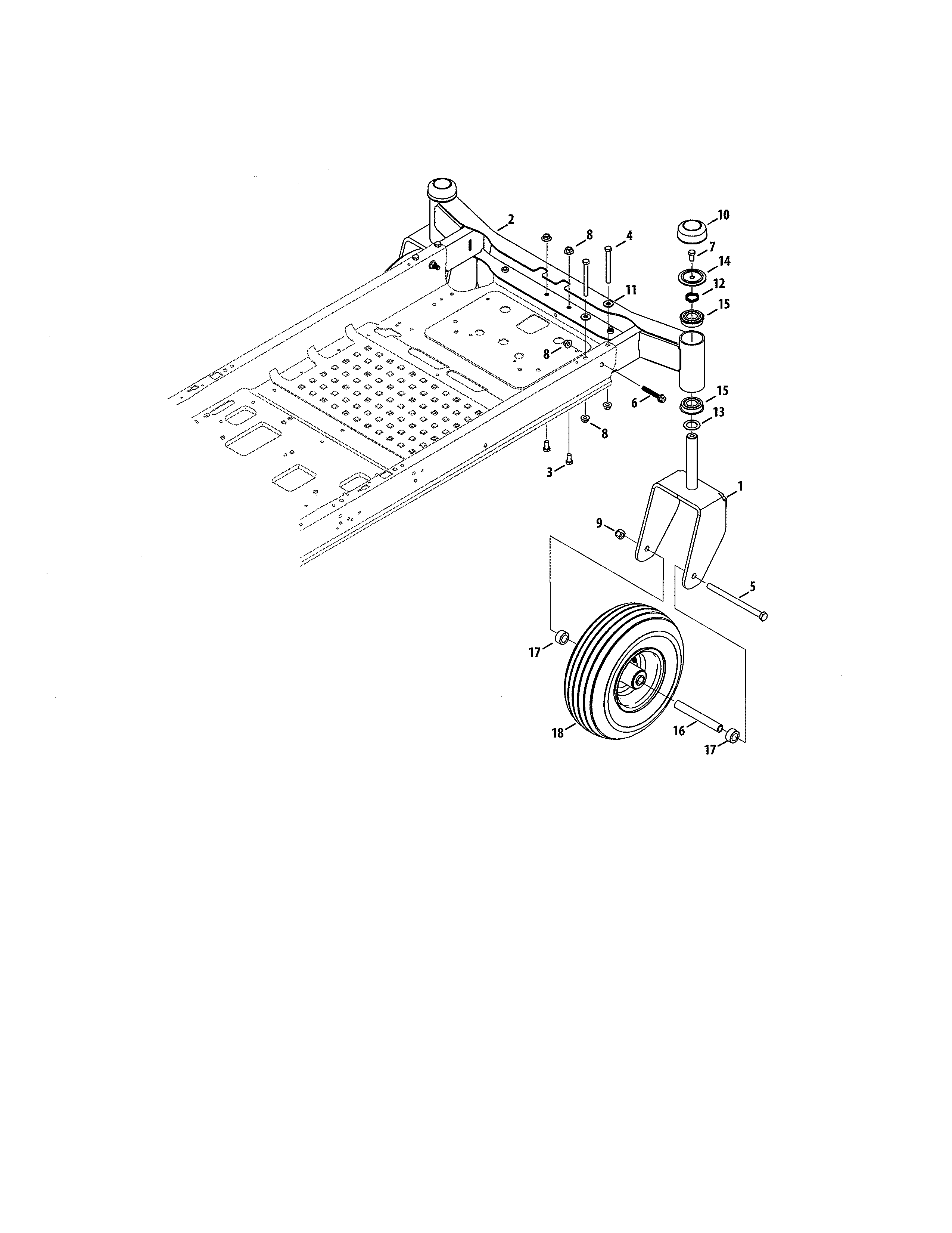 Wheel Assembly Diagram and Parts List for 247204241  Craftsman Engine