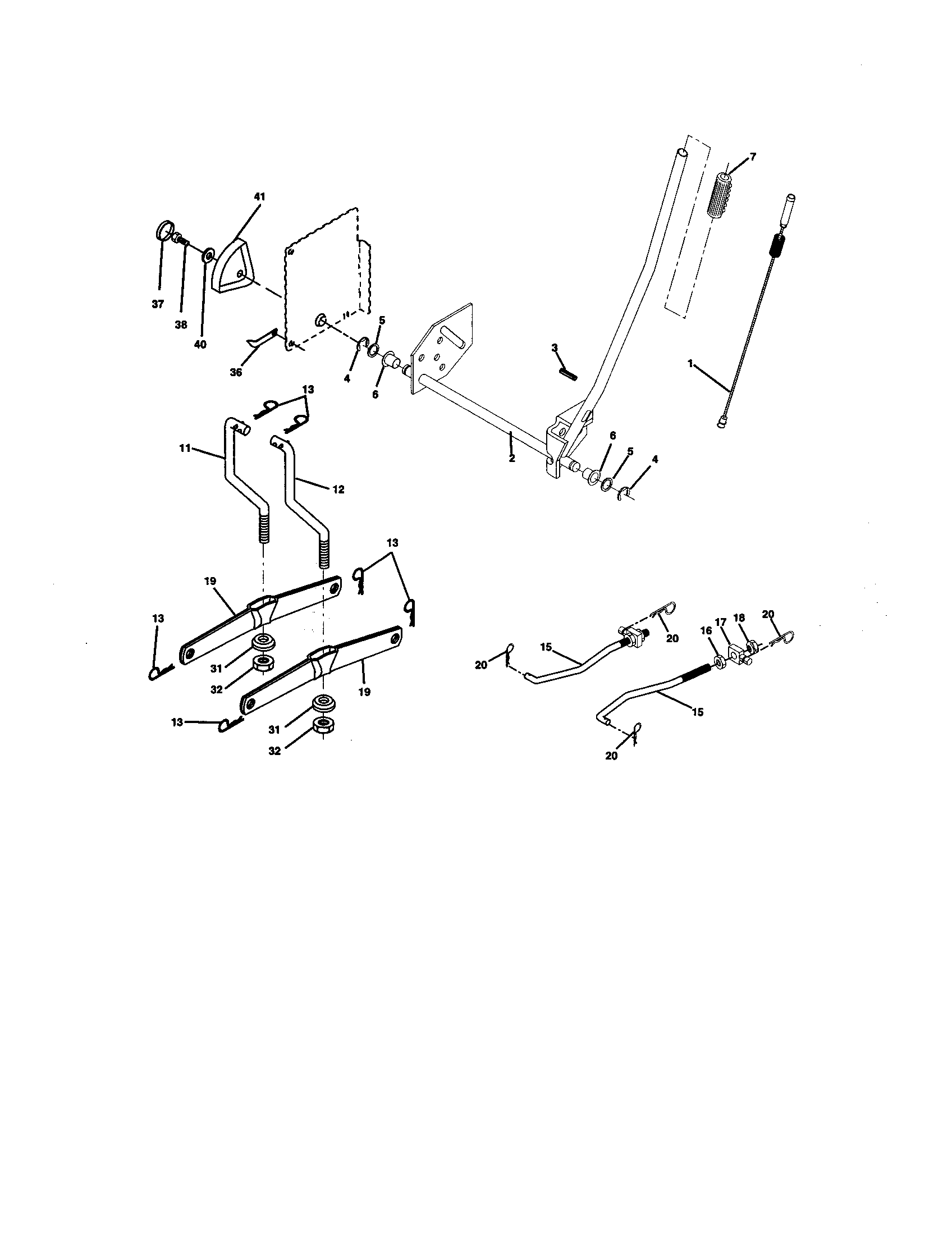 Lift Assembly Diagram and Parts List for 917273641  Craftsman Lawn Tractor