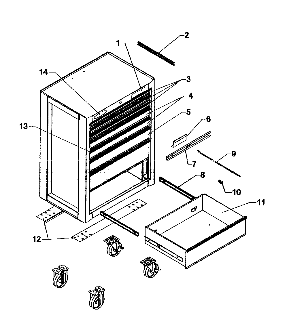 Roll-away Diagram and Parts List for 706619475  Craftsman Tool Stand & Cart