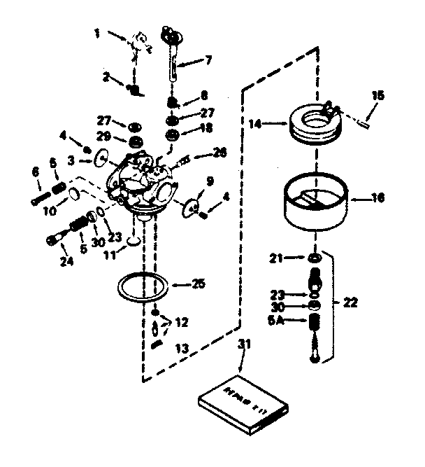 Carburetor No. 631454 Diagram and Parts List for 143786152  Craftsman Engine