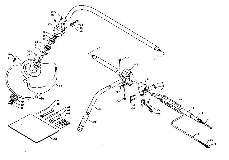 Throttle, Driving Shaft, Cutter Head, Tools And Accessary Diagram and Parts List for 271281710  Craftsman Trimmer
