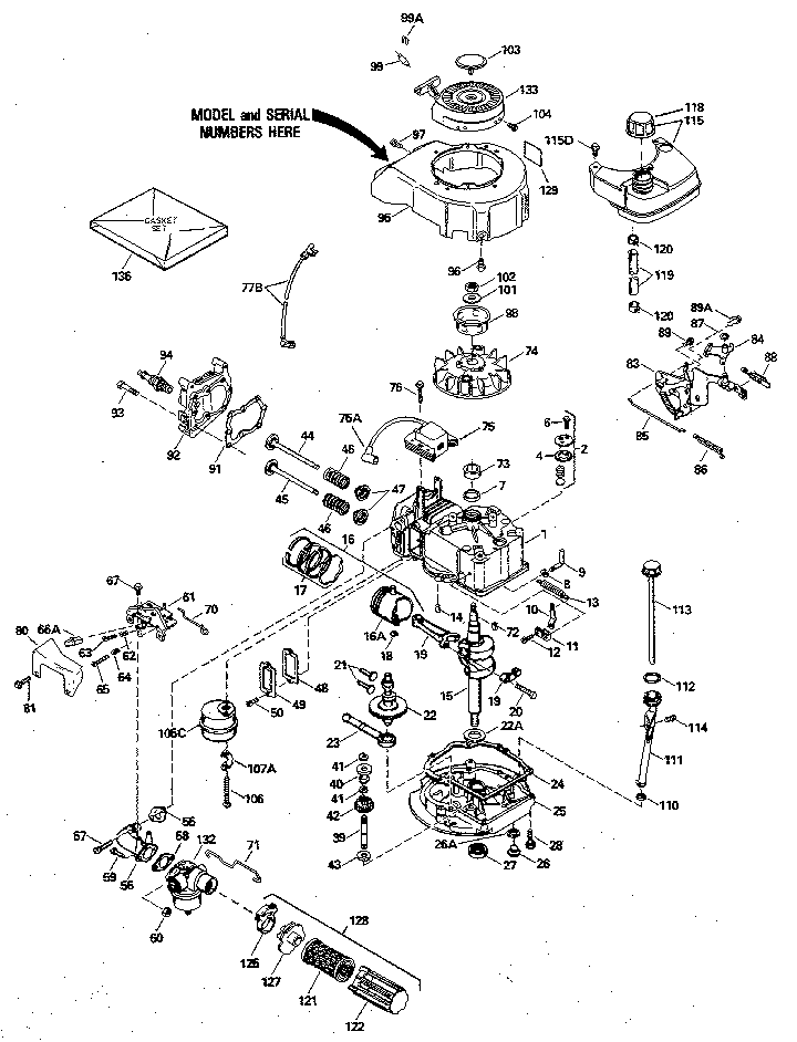 Replacement Parts Diagram and Parts List for 143394382  Craftsman Engine