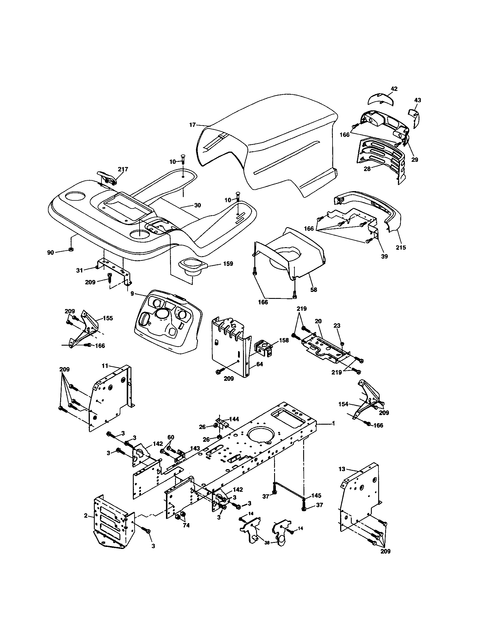 Chassis And Enclosures Diagram and Parts List for 917277350  Craftsman Lawn Tractor