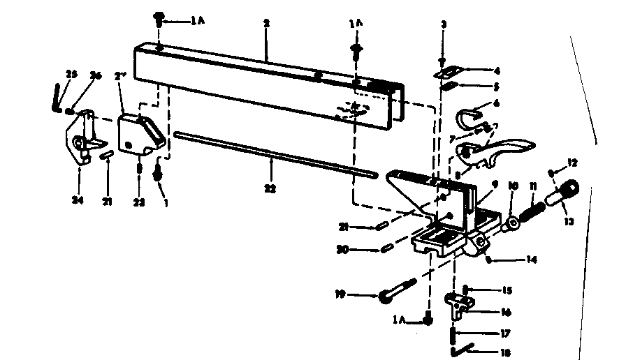 Rip Fence Assembly Diagram and Parts List for 11329931  Craftsman Power Motor