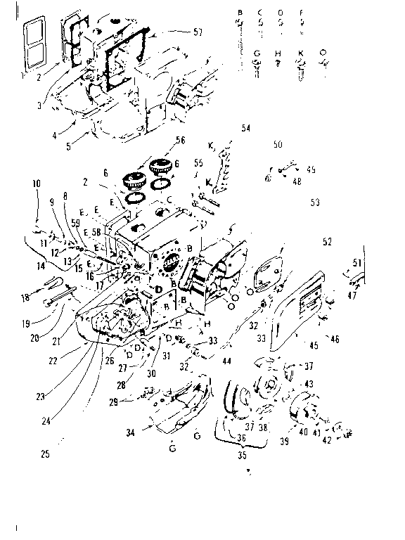 Main Frame Diagram and Parts List for 91761404  Craftsman Chainsaw