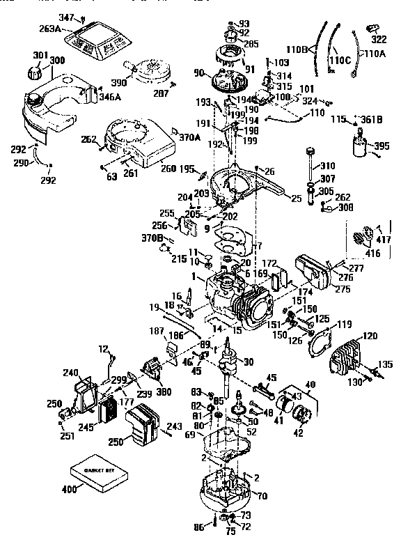 Replacement Parts Diagram and Parts List for 143956002  Craftsman Engine