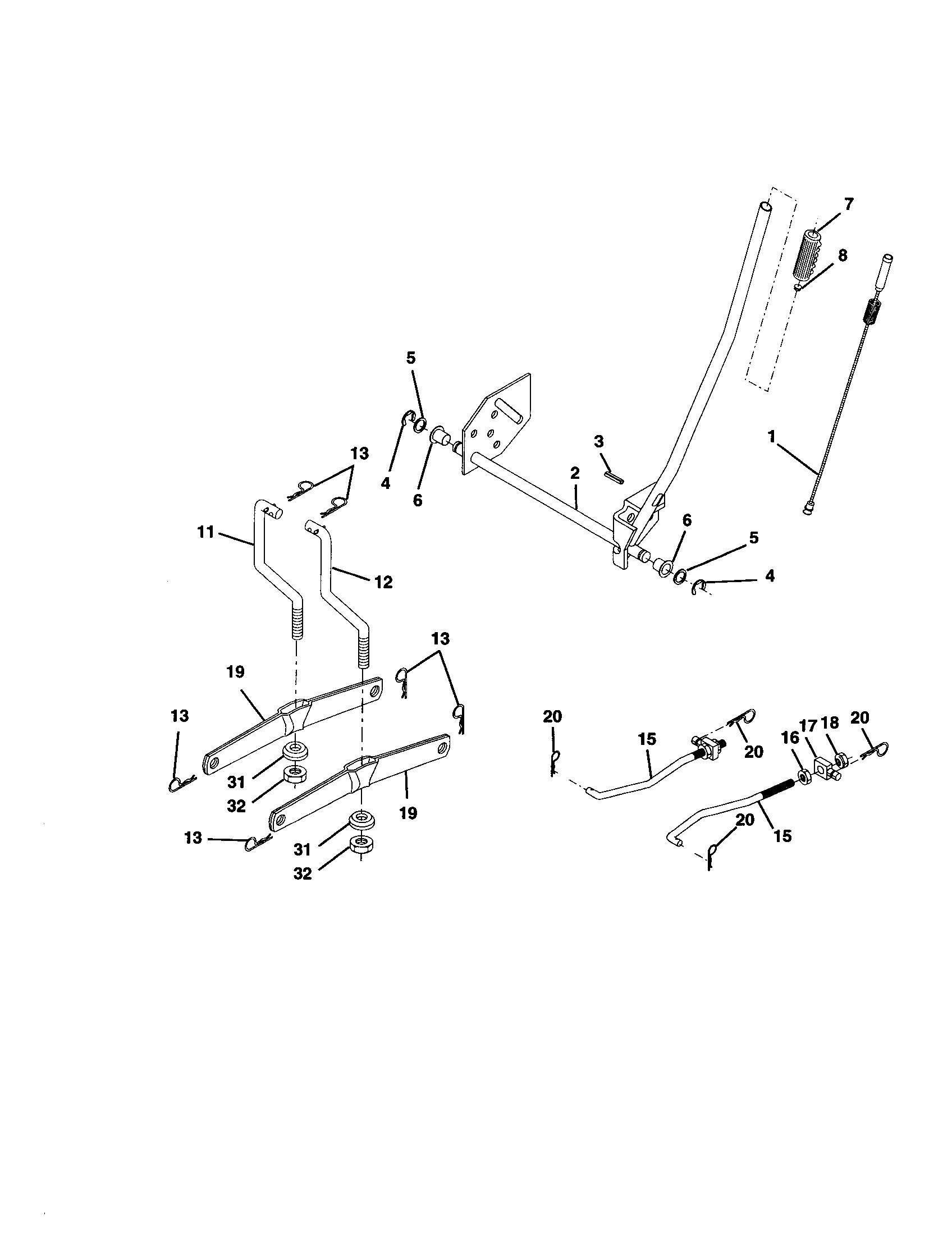 Mower Lift Diagram and Parts List for 917277020  Craftsman Lawn Tractor