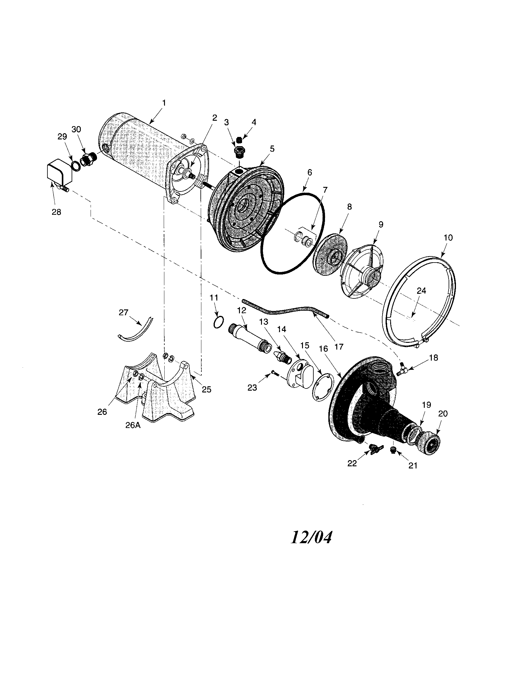 Pump Only Diagram and Parts List for 3902521  Craftsman Water Pump