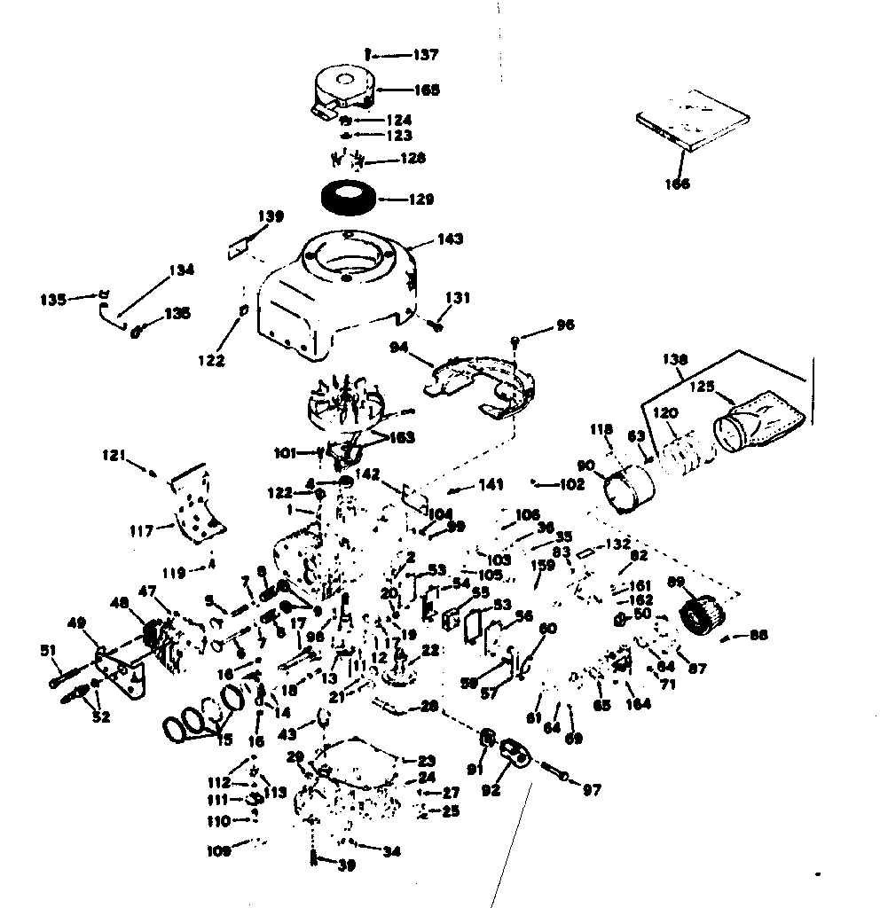 Basic Engine Diagram and Parts List for 143226162  Craftsman Engine
