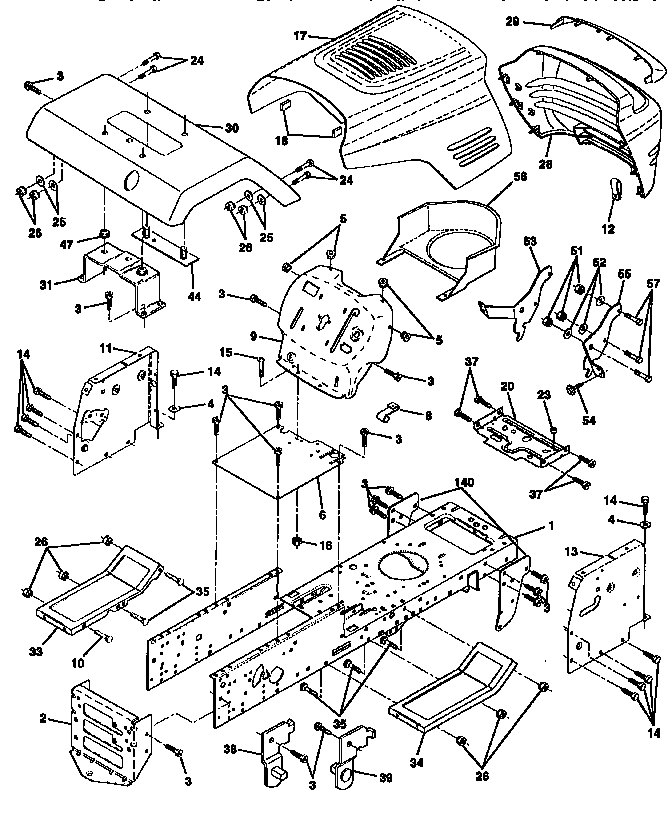 Chassis And Enclosures Diagram and Parts List for 917256662  Craftsman Lawn Tractor