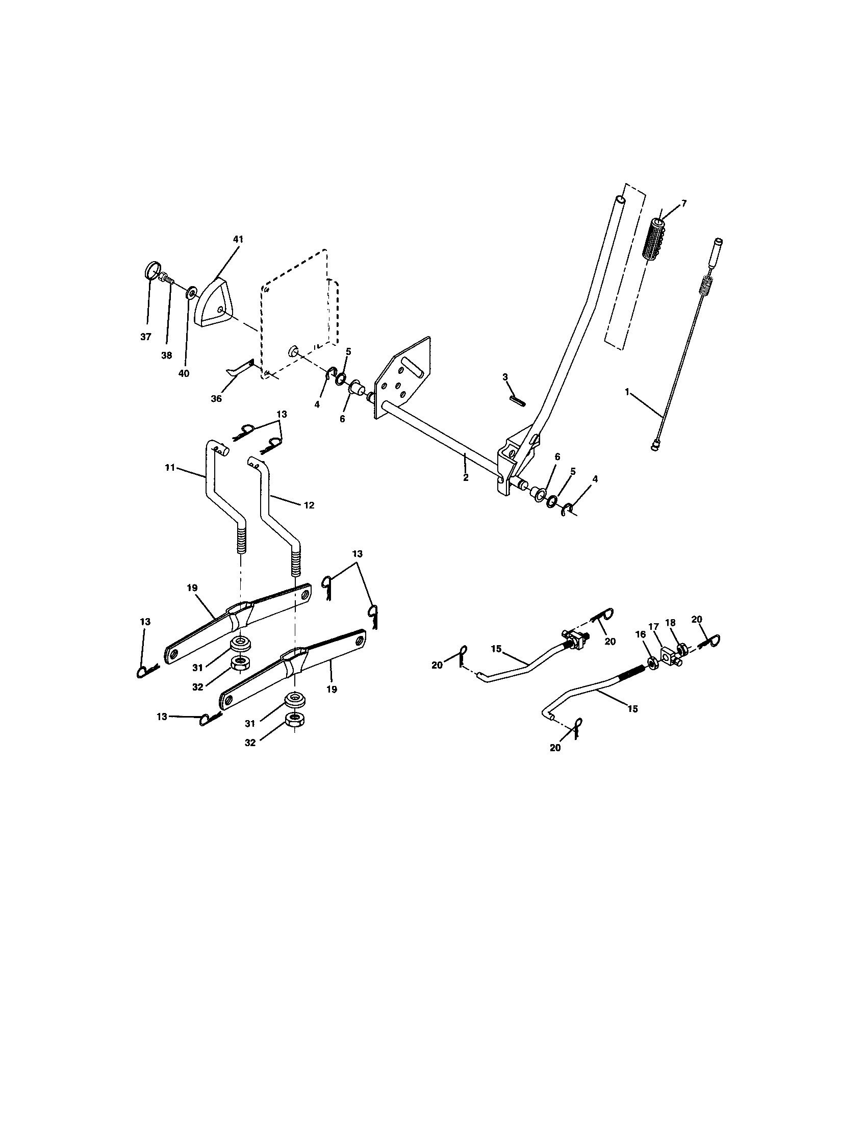 Lift Assembly Diagram and Parts List for 9172736404  Craftsman Lawn Tractor