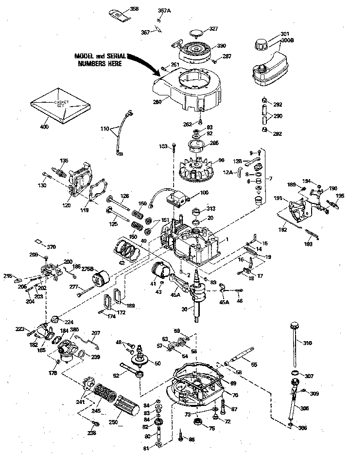 Replacement Parts Diagram and Parts List for 143404252  Craftsman Engine