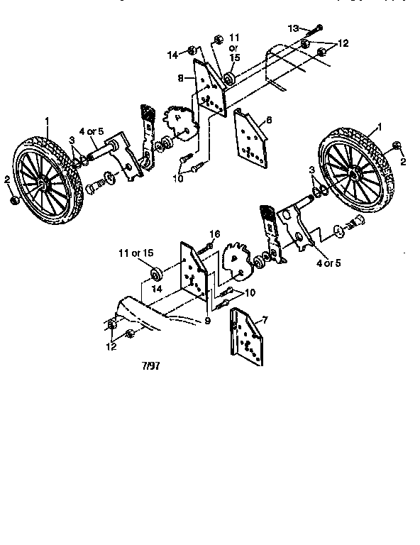 High Wheel Kit Diagram and Parts List for 917337232  Craftsman Lawn Tractor