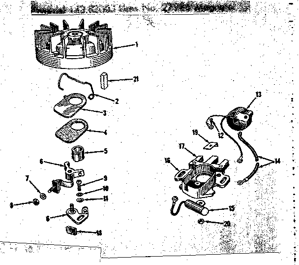 Magneto Diagram and Parts List for 14382002  Craftsman Engine