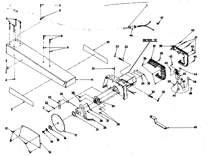Unit Parts Diagram and Parts List for 374-21  Craftsman Miter Saw