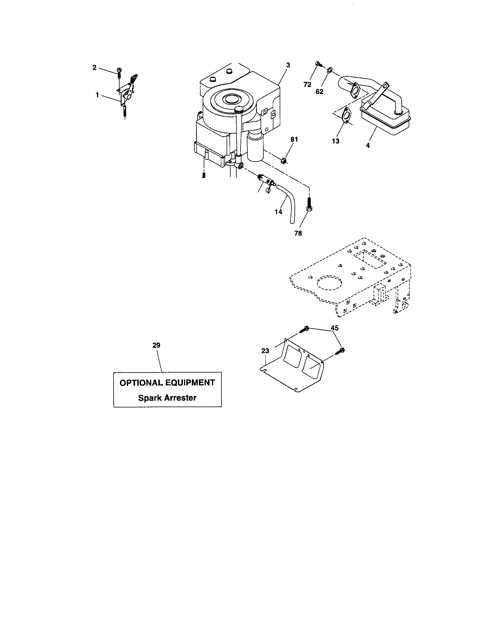 Engine Diagram and Parts List for 917275761  Craftsman Lawn Tractor