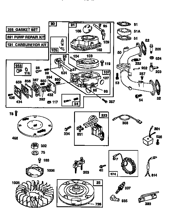 Engine 42a707-1300-01(71/500) Diagram and Parts List for 50042A707-1300-01  Craftsman Engine