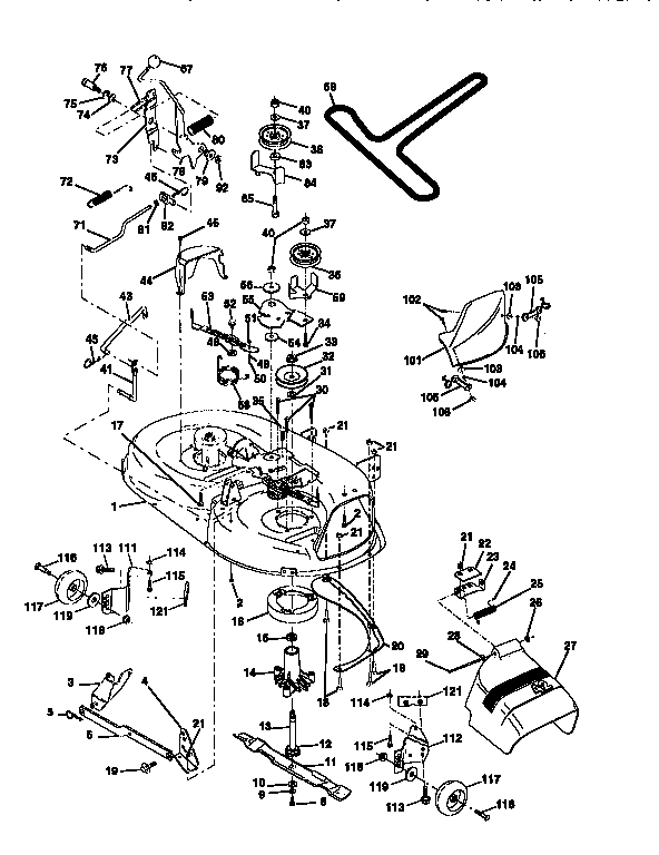 Mower Deck Diagram and Parts List for 917256571  Craftsman Lawn Tractor