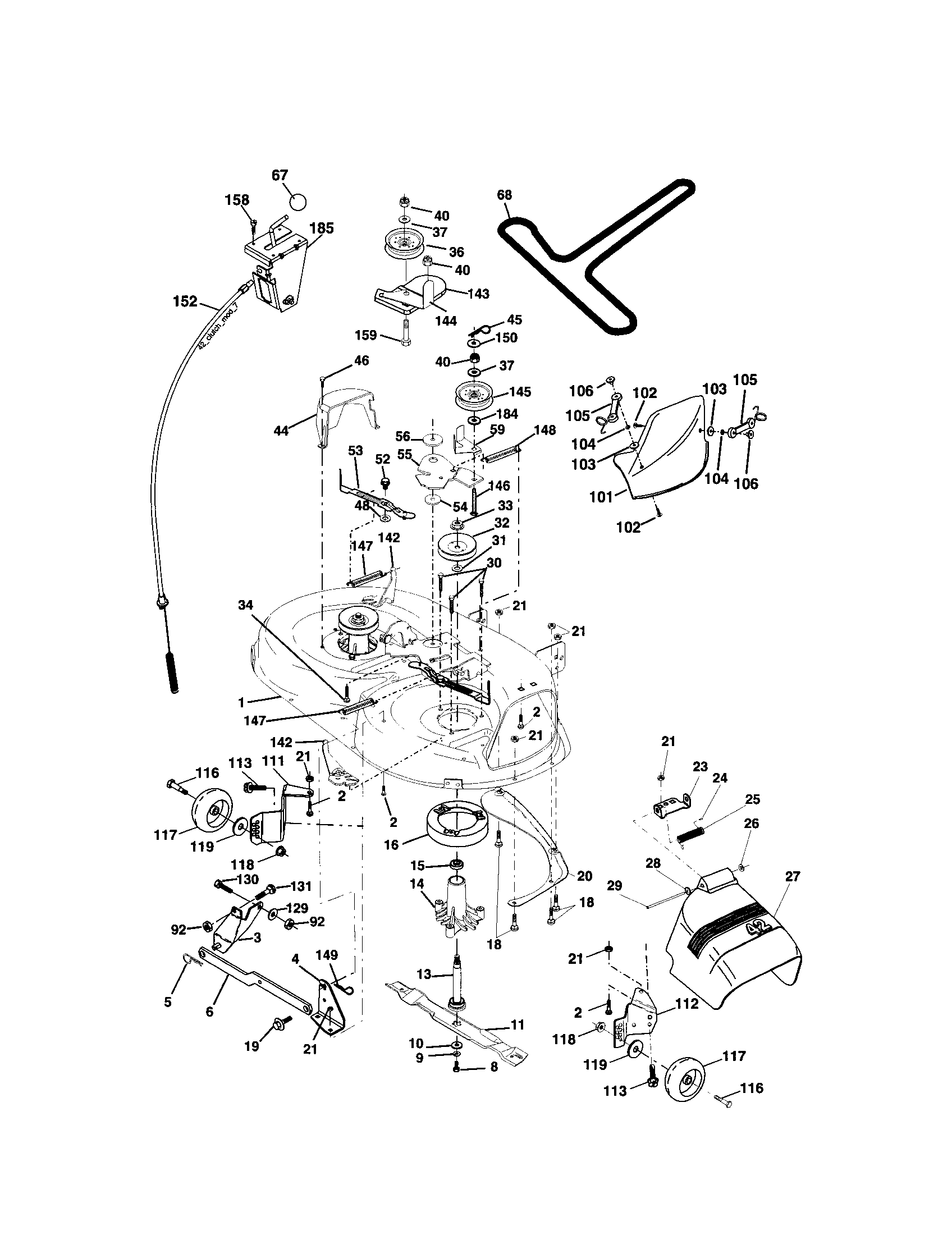 Mower Deck Diagram and Parts List for 917273760  Craftsman Lawn Tractor