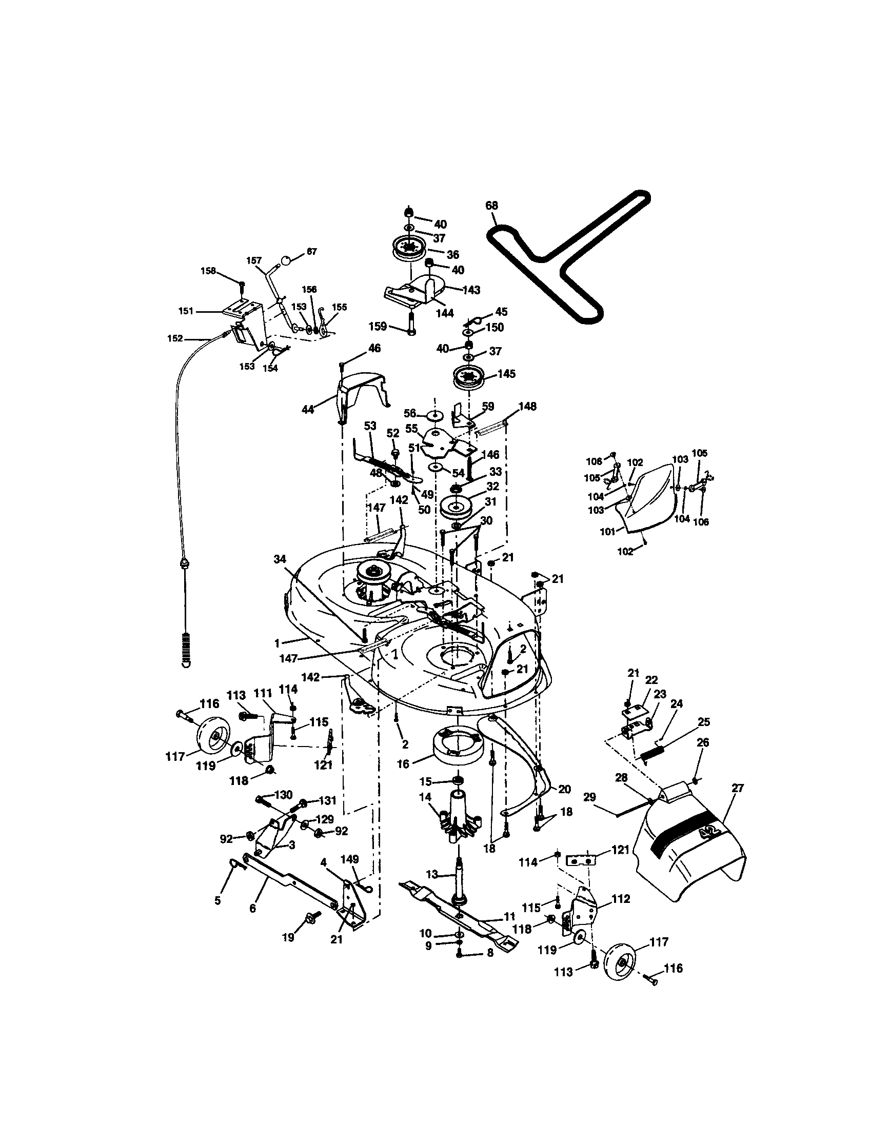 Mower Deck Diagram and Parts List for 917271731  Craftsman Lawn Tractor