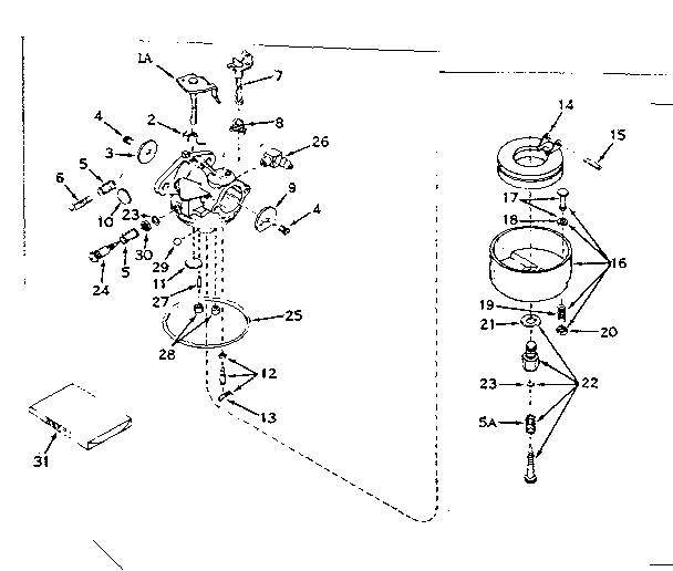Carburetor Diagram and Parts List for 143174182  Craftsman Engine