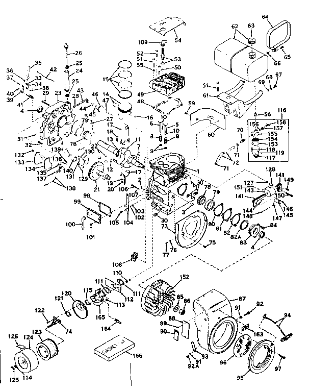Basic Engine Diagram and Parts List for 143572022  Craftsman Engine