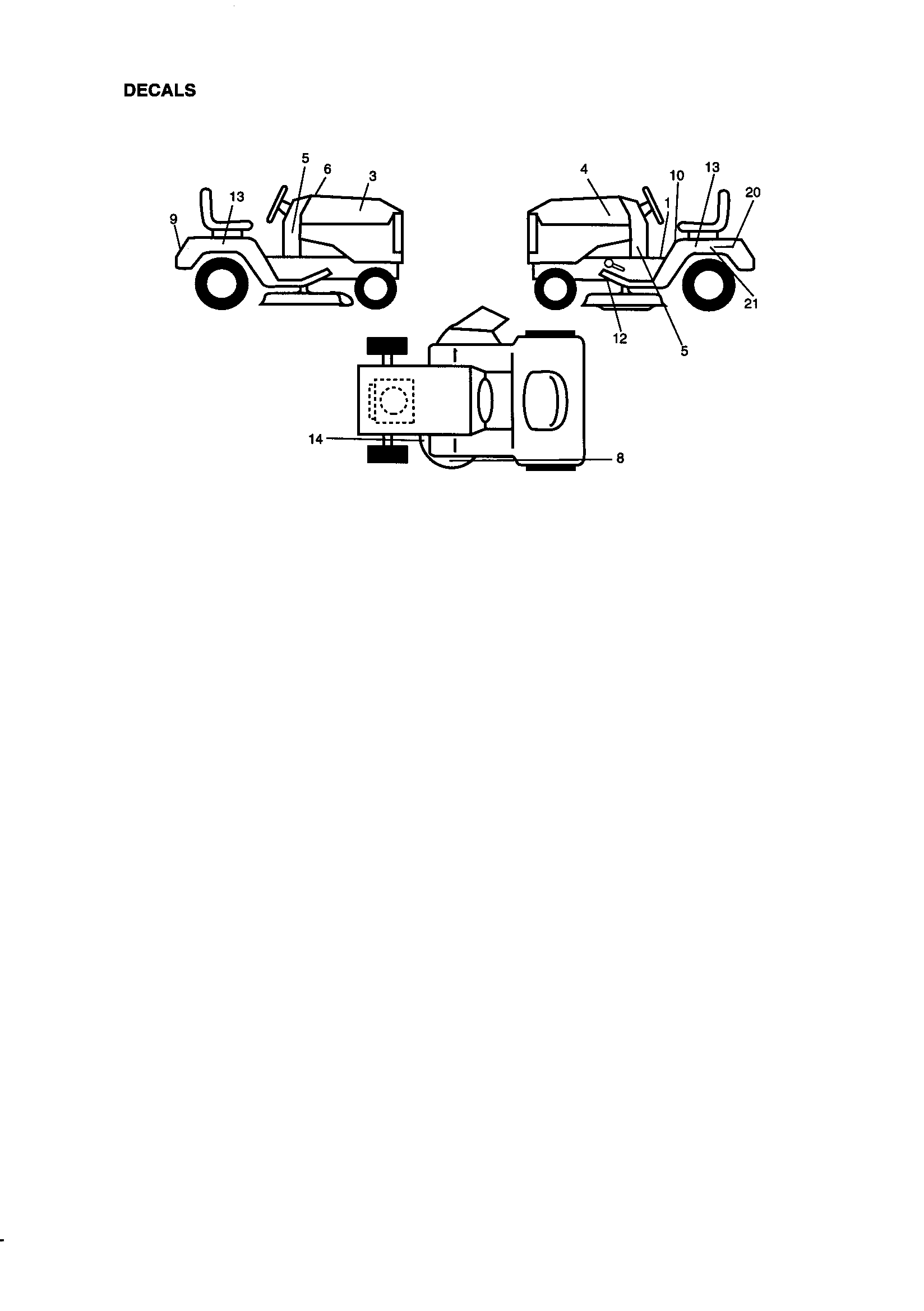 Decals Diagram and Parts List for 917271012  Craftsman Lawn Tractor
