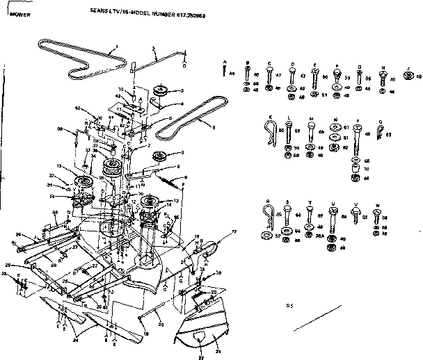 Mower Diagram and Parts List for 917252653  Craftsman Lawn Tractor