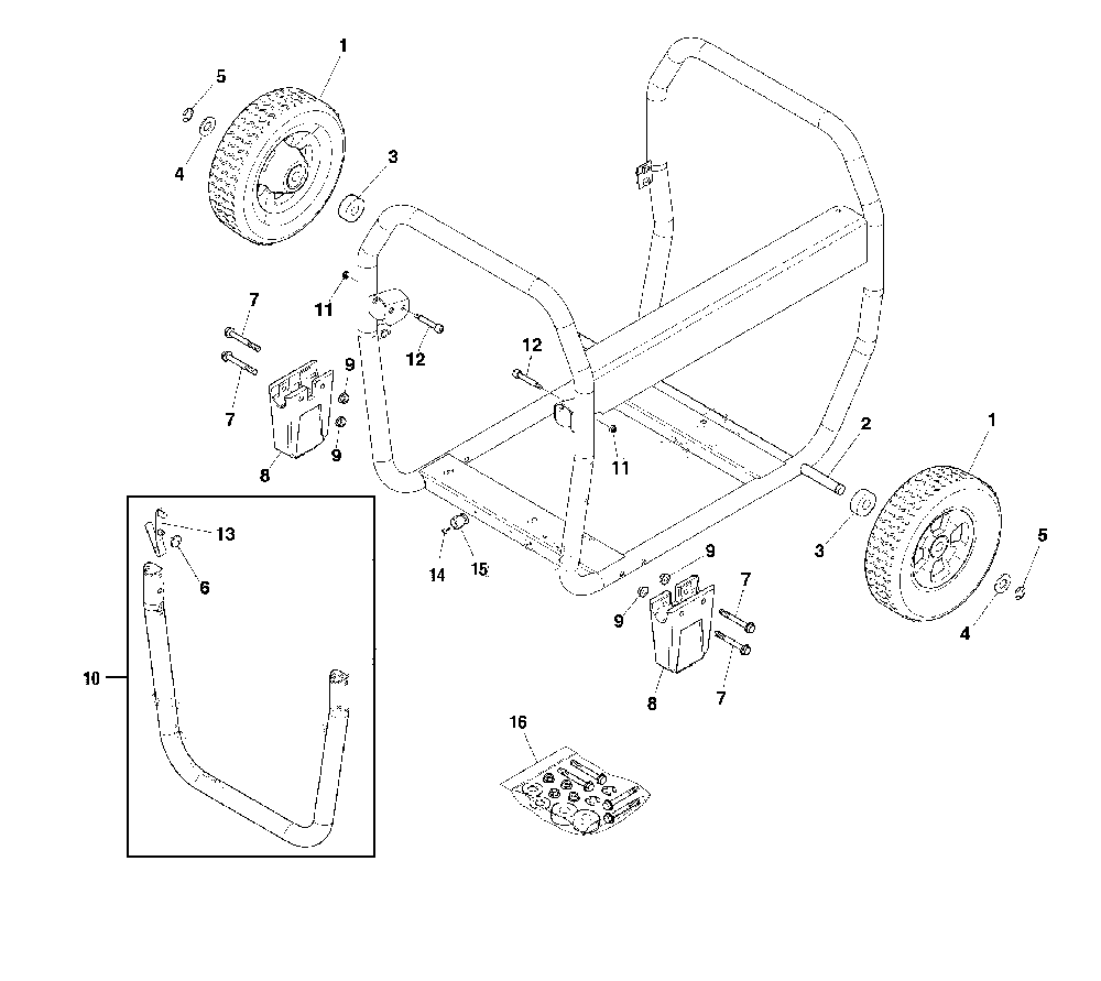 Wheel kit Diagram and Parts List for CMXGGAS030734  Craftsman Generator