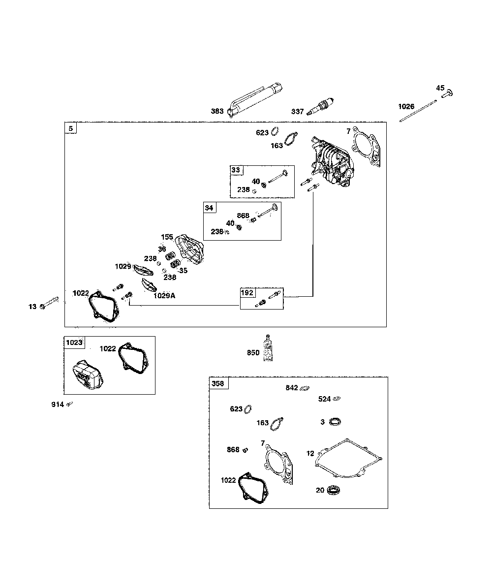 Cylinder head Diagram and Parts List for CMXGMAM1125499  Craftsman Lawn Mower