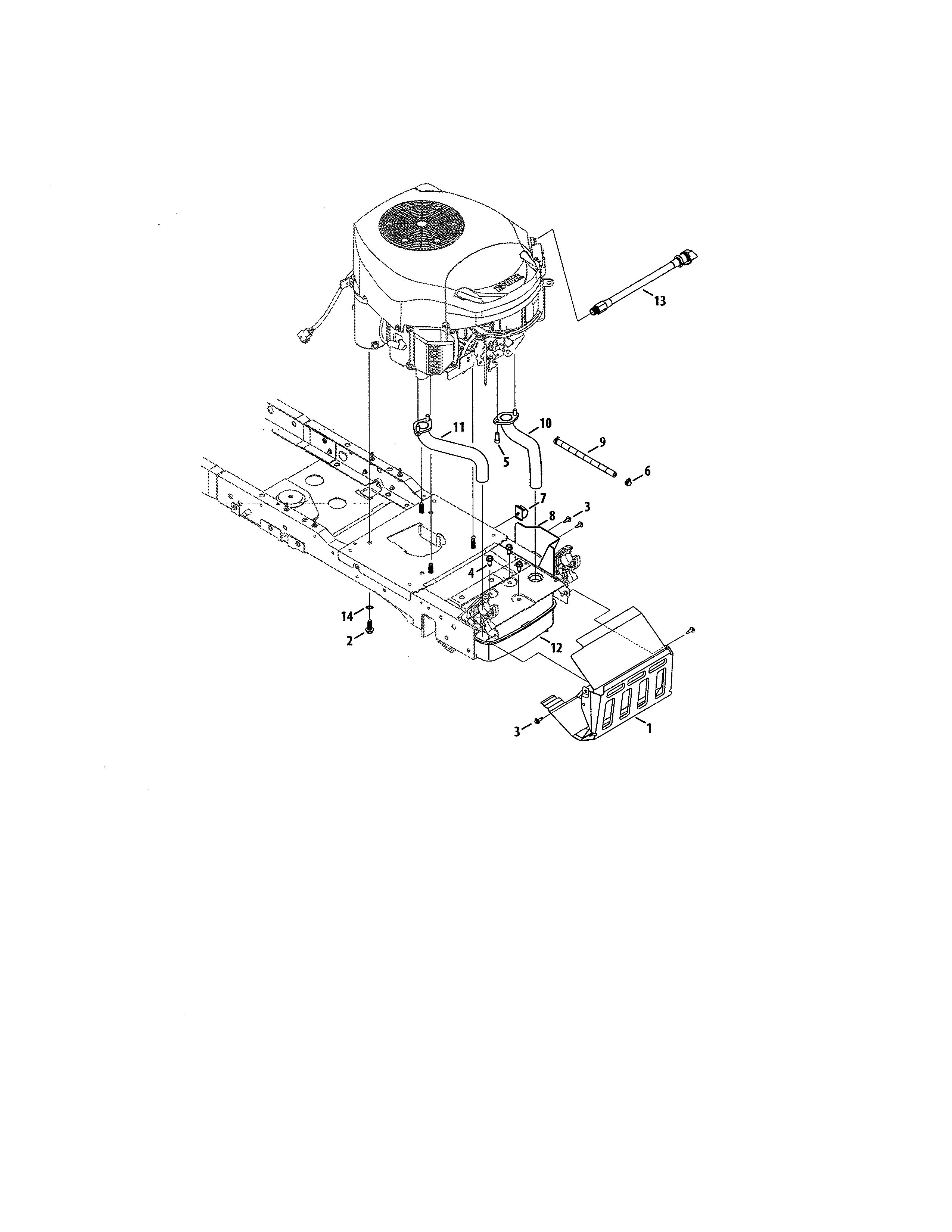 Engine/exhaust/muffler Diagram and Parts List for 247270380  Craftsman Lawn Tractor