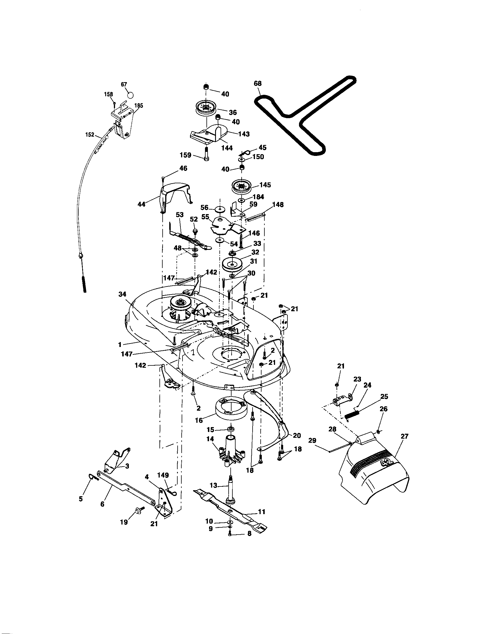 Mower Deck Diagram and Parts List for 917274351  Craftsman Lawn Tractor