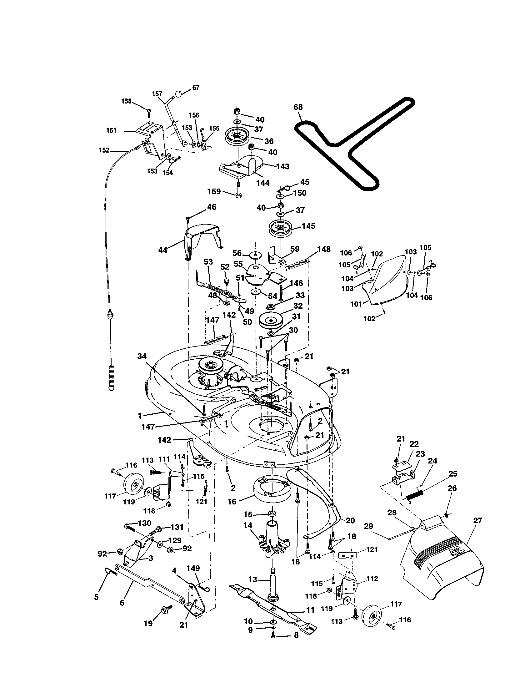 Mower Deck Diagram and Parts List for 917250470  Craftsman Lawn Tractor