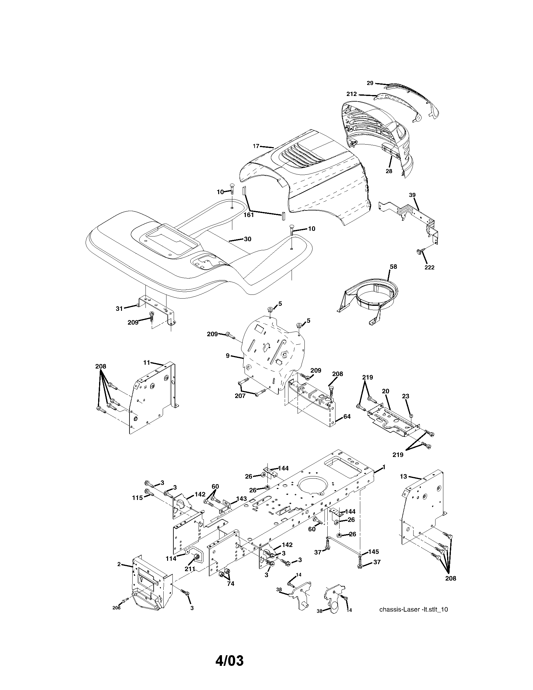 Chassis And Enclosures Diagram and Parts List for 917272910  Craftsman Lawn Tractor