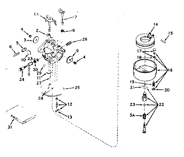 Carburetor Diagram and Parts List for 143576002  Craftsman Engine
