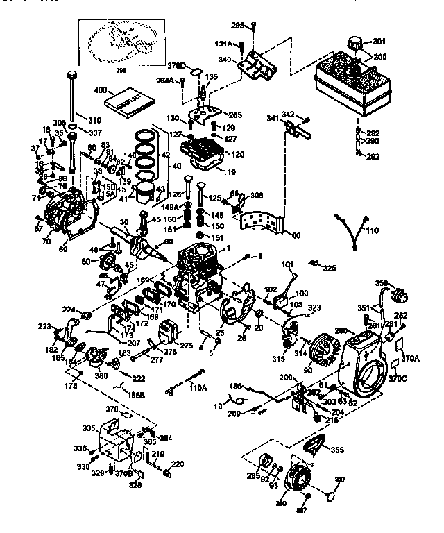 4-cycle Engine Diagram and Parts List for 143968005  Craftsman Engine