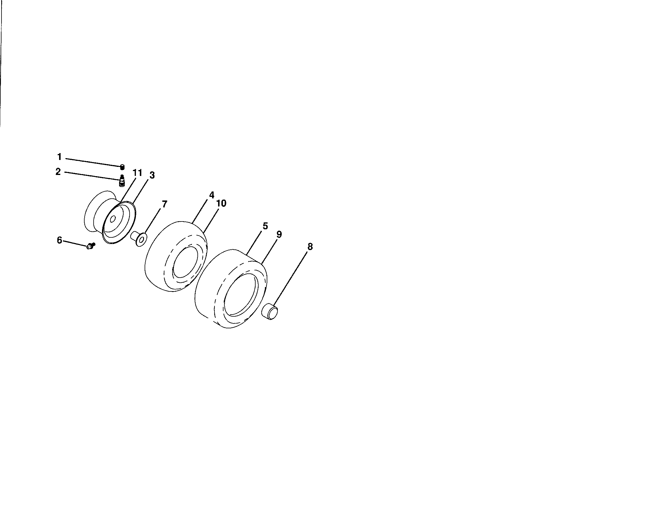 Wheels And Tires Diagram and Parts List for 917254280  Craftsman Lawn Tractor