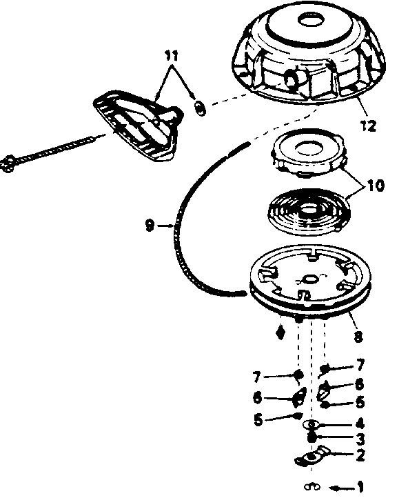Rewind Starter No. 590606 Diagram and Parts List for 143756202  Craftsman Engine