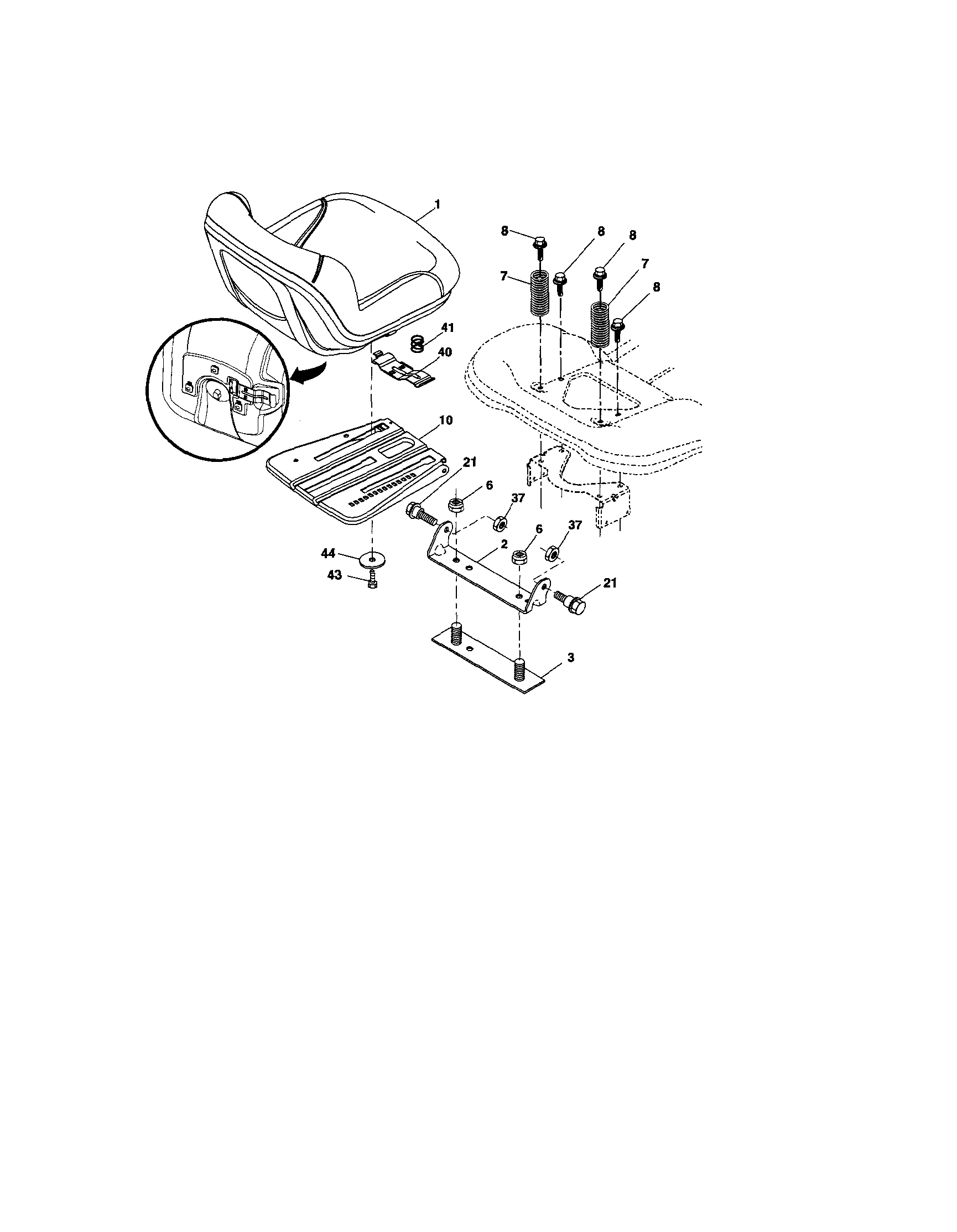 Seat Diagram and Parts List for 917286260  Craftsman Lawn Tractor