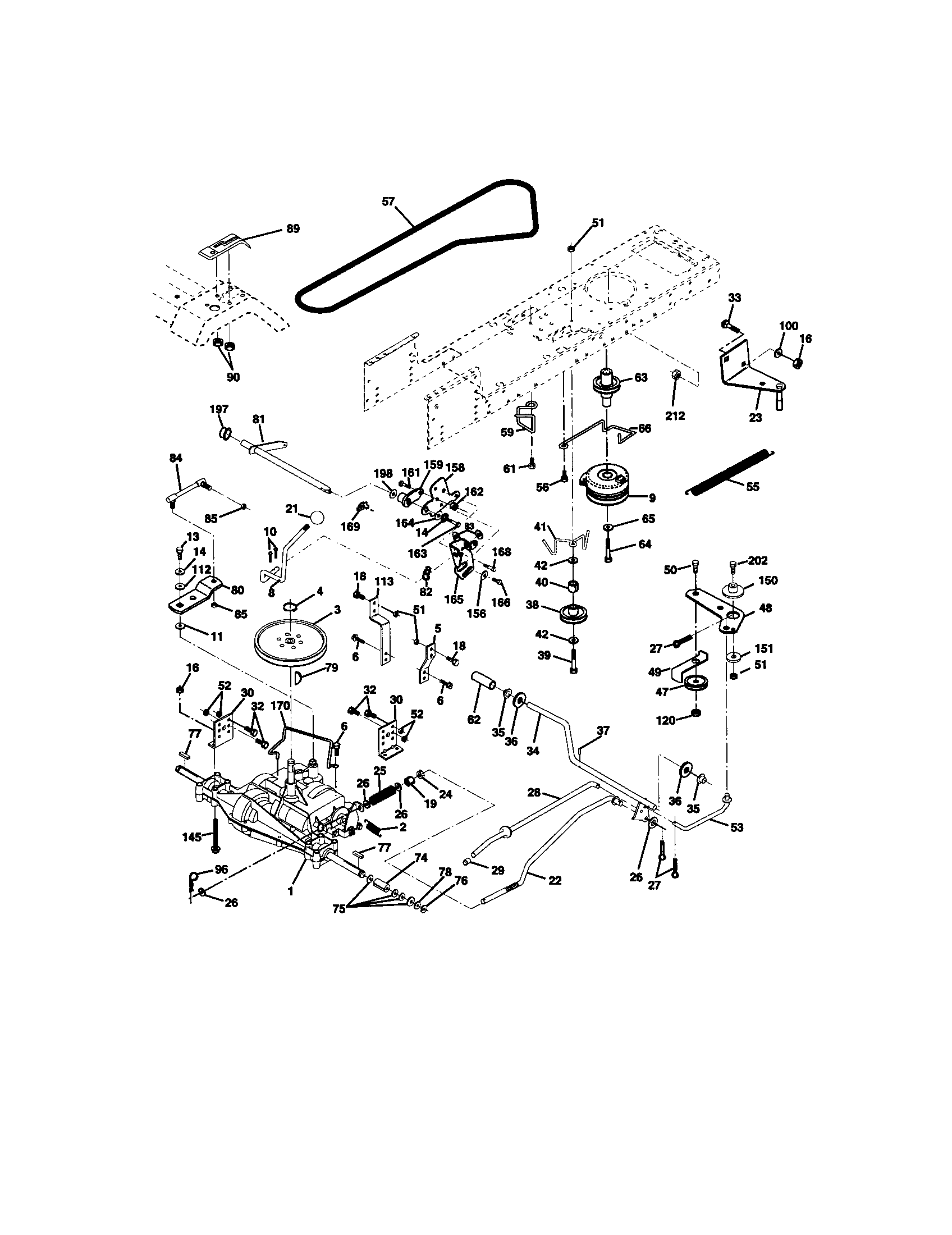 Ground Drive Diagram and Parts List for 917272410  Craftsman Lawn Tractor