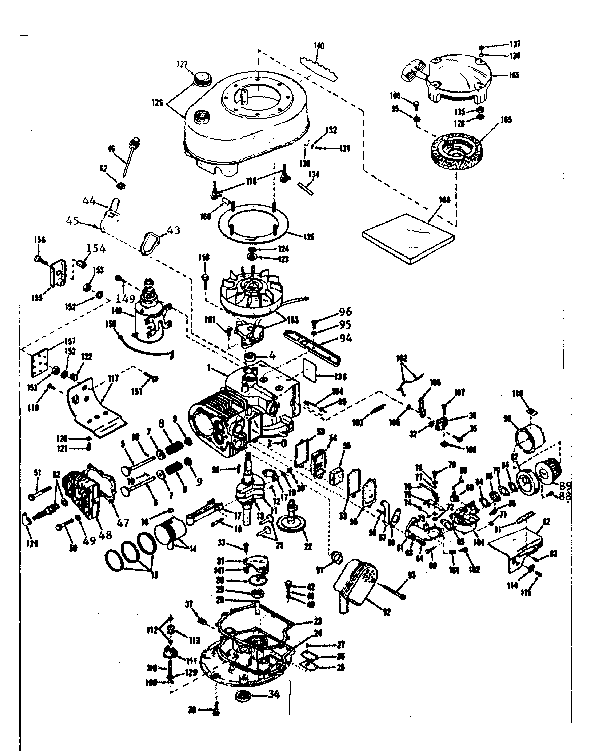 Basic Engine Diagram and Parts List for 143126031  Craftsman Engine
